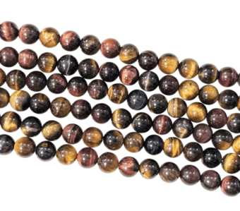 Fio de Contas Redondas Olho de Tigre Multicolor A 8 mm