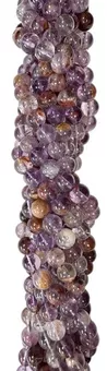 Contas Redondas em Fio Super Seven Quartzo Fantasma Violeta AA 6–7 mm