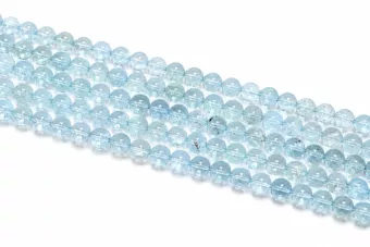 Contas Redondas em Fio Topázio Azul AAA 6,5 mm