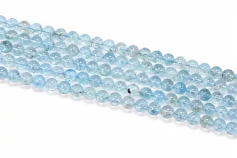 Contas Redondas em Fio Topázio Azul AAA 7,5-8 mm