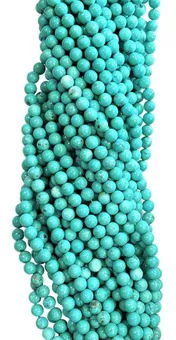 Turquenite Howlite natural tingida contas A 4mm em fio 40cm