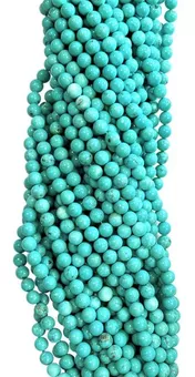 Fio de Contas Redondas de Turquenite Howlita Natural Tingida A 8 mm