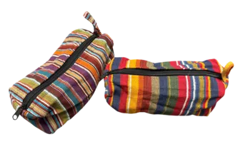 Bolsa de algodão listrada indiana – Pacote com 6 unidades em cores sortidas