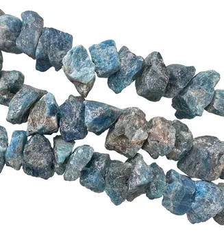 Apatite azul A áspera 13-20mm num fio de 40cm