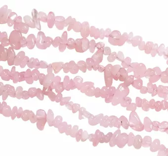 Lascas de quartzo rosa A de 5 a 8 mm em fio de 80 cm