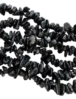 Fichas de turmalina preta 3-8mm em arame 80cm
