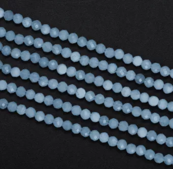 Contas Facetadas Aquamarine A 3mm em fio 40cm
