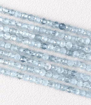 Contas AA Facetadas Aquamarine 3-4mm em fio de 40cm