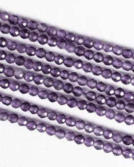 Fio de Contas Facetadas de Ametista AA 3mm