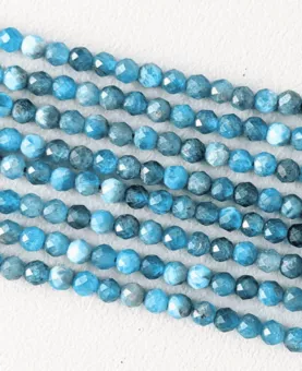 Fio de Contas Facetadas de Apatita Azul AA 3-4mm