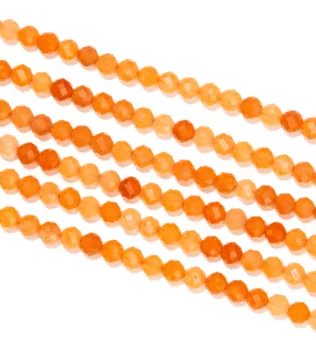 Fio de Contas Redondas Facetadas de Aventurina Laranja A 3 mm