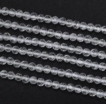 Fio de Contas Redondas Facetadas Cristal de Rocha A 3 mm