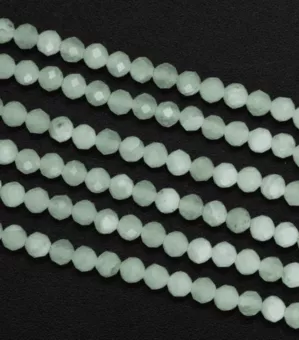 Fio de Contas Redondas Facetadas de Jade da China A 3 mm