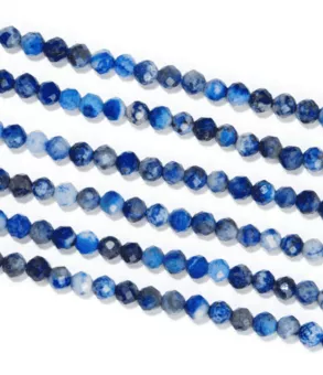 Fio de Contas Redondas Facetadas de Lápis-Lazúli A 3 mm