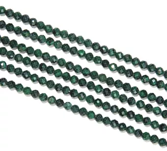 Fio de Contas Facetadas de Malaquita AA 3mm