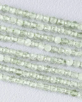 Contas Prehnite Facetadas AA 3mm em fio 40cm