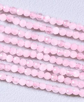Contas de quartzo rosa facetadas A 3mm em arame 40cm