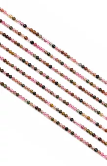 Fio de Contas Facetadas de Turmalina Multicolor AA 3mm