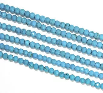 Turquenite Howlita Natural Colorida Facetada Com contas de 3mm em fio de 40cm