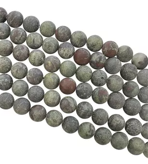 Jaspe Sangre de Dragon 8mm contas mate em arame 40cm
