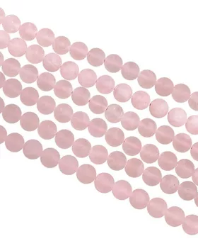 Fio de Contas Redondas Foscas de Quartzo Rosa A 8 mm