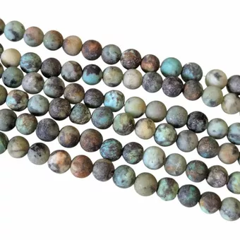 Fio de Contas Redondas Foscas de Turquesa Natural Africana A 4 mm