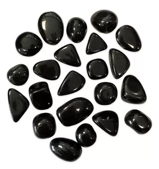 Pedras roladas de obsidiana negra AB, 250g