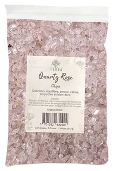 Chips de Quartzo Rosa Natural A 3-5mm 500g