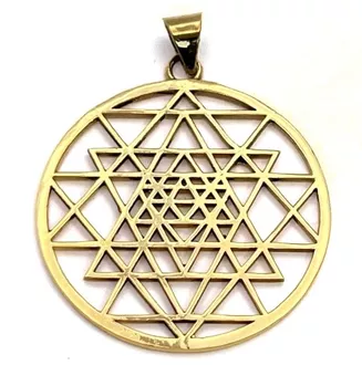 Pendente Mandala Bronze Sri Yantra 4cm