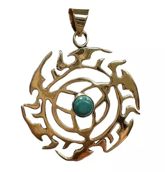 Pendente de Bronze Trisquette com pedra semi-preciosa 4cm