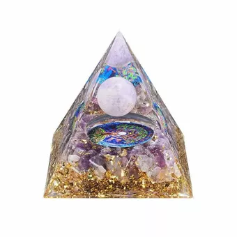 Pirâmide de Orgonite e Ametista Árvore da Vida