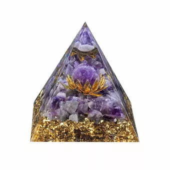 Pirâmide de Orgonite Ametista Lótus