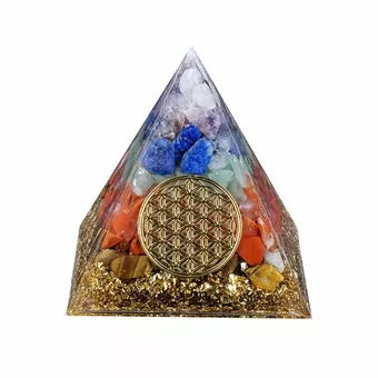 Pirâmide de Orgonite 7 Chakras Flor da Vida