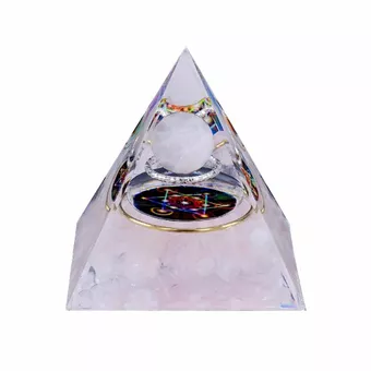 Pirâmide de Orgonite Quartzo Rosa Metatron