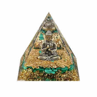 Pirâmide de Orgonite Buda + Malaquita