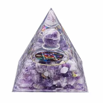 Pirâmide de Orgonite Ametista Metatron 8cm