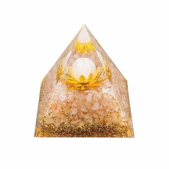 Pirâmide de Orgonite Quartzo Rosa Lótus 8cm