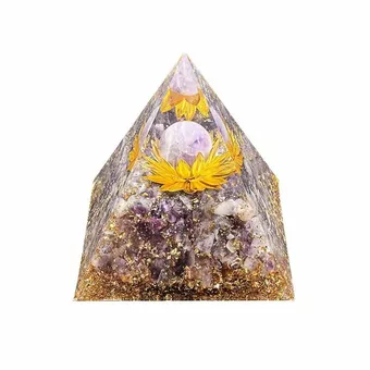 Pirâmide de Orgonite Ametista Lótus 8cm
