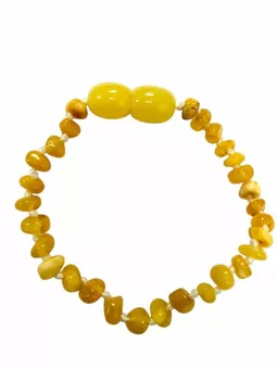 Pulseira de âmbar báltico leitoso para bebê (com fecho de rosca)