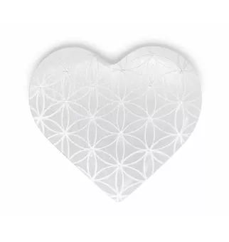 Coração em Selenite Flor da Vida 6.5cm 110g