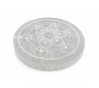 Placa Circular em Selenite Metatron 14cm 550g