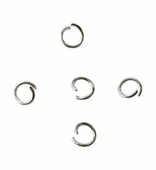 Anéis abertos de aço inoxidável para jóias Prata 5mm x100