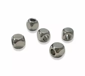 Espaçadores Cubo Arredondado de Aço Inoxidável Prateado 4mm x100
