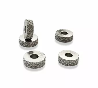 Missangas Intercalar Rondela Estriada em Aço Inoxidável Prata 6mm x 50