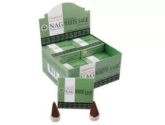 Incenso Vijayshree Golden Nag Sálvia Branca em Cones