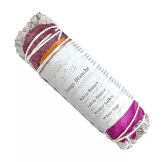 Pacote de 7 Chakras de Sálvia Branca e Pétalas de Rosa da Califórnia 25-30g 10cm