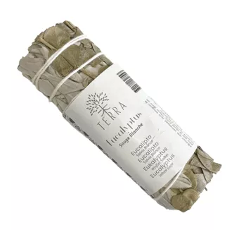 Feixe de sálvia branca e eucalipto 25-30g 10cm