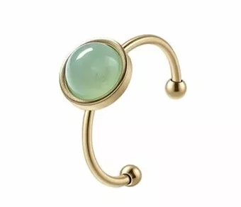 Anel de Aventurina Verde – Aço inoxidável banhado a ouro
