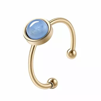 Anel de Cianita Azul A em Aço Inoxidável Dourado 6 mm