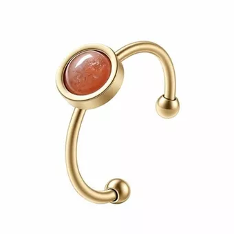 Anel Pedra do Sol – Aço inoxidável banhado a ouro